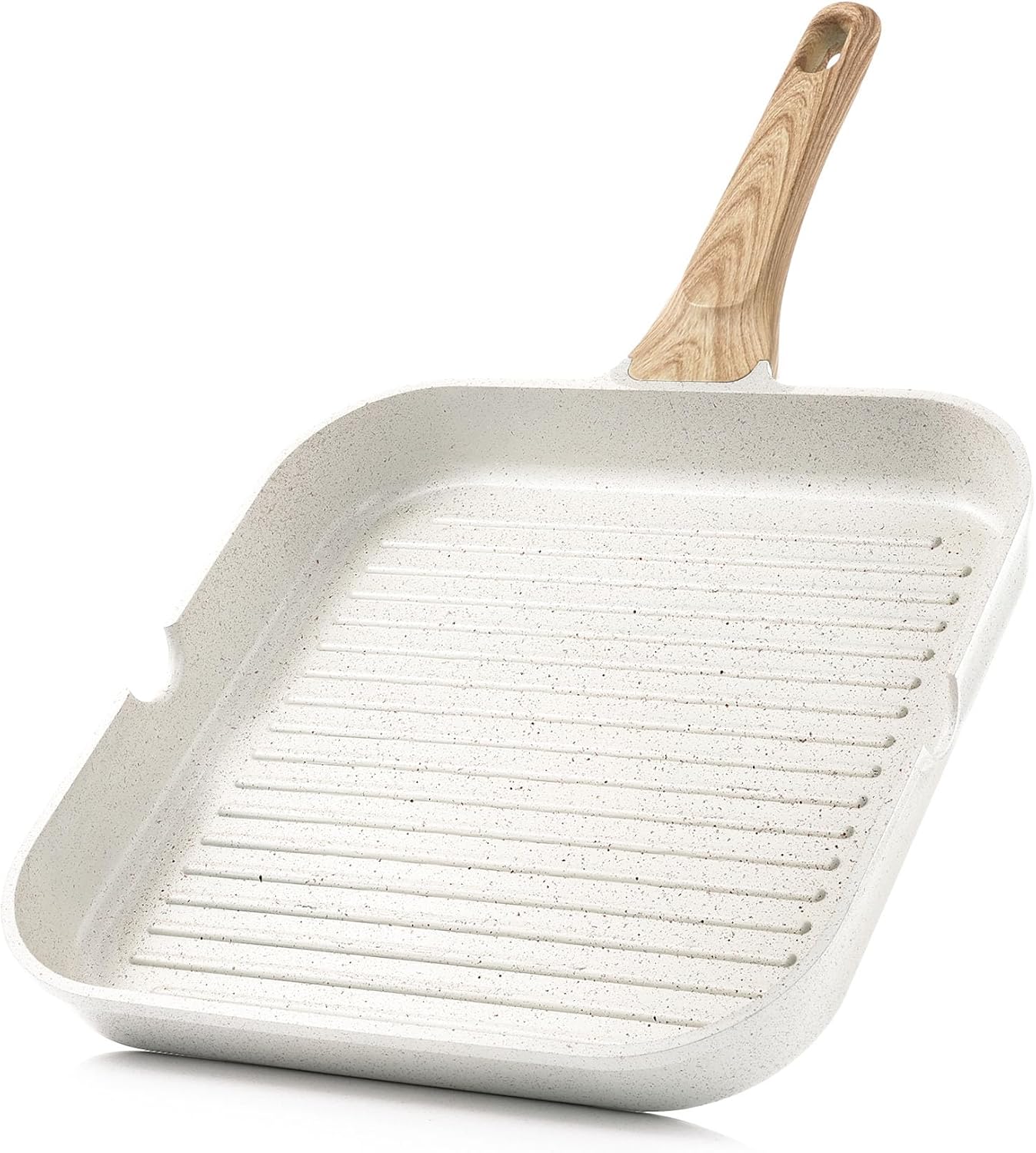 Ceramic Non-stick Grill Pan in cream.