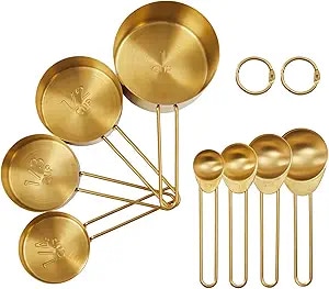 Gold Measuring Cups and Measuring Spoons Set