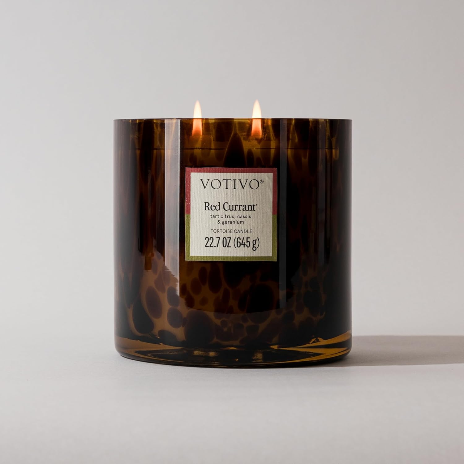 Large Votivo Red Currant Scented Candle in Tortoise Glass