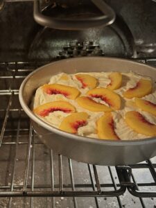 Bake your peach cake for 45 minutes