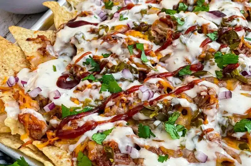BBQ chicken sheet pan nachos.