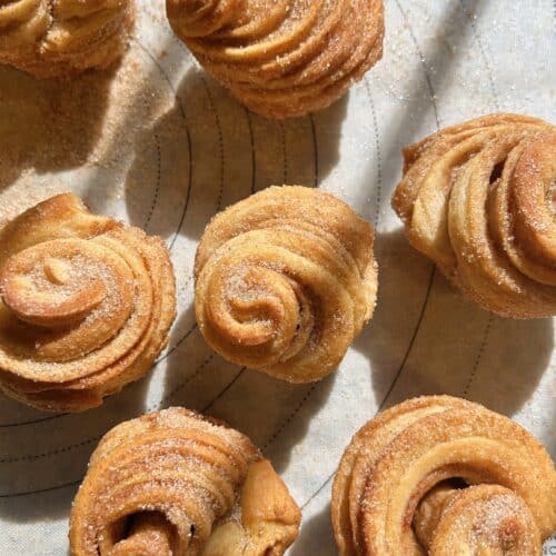 Freshly baked cinnamon sugar cruffins.