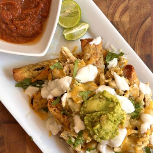 Trader Joe's Bean and Cheese Taquitos appetizer plate.