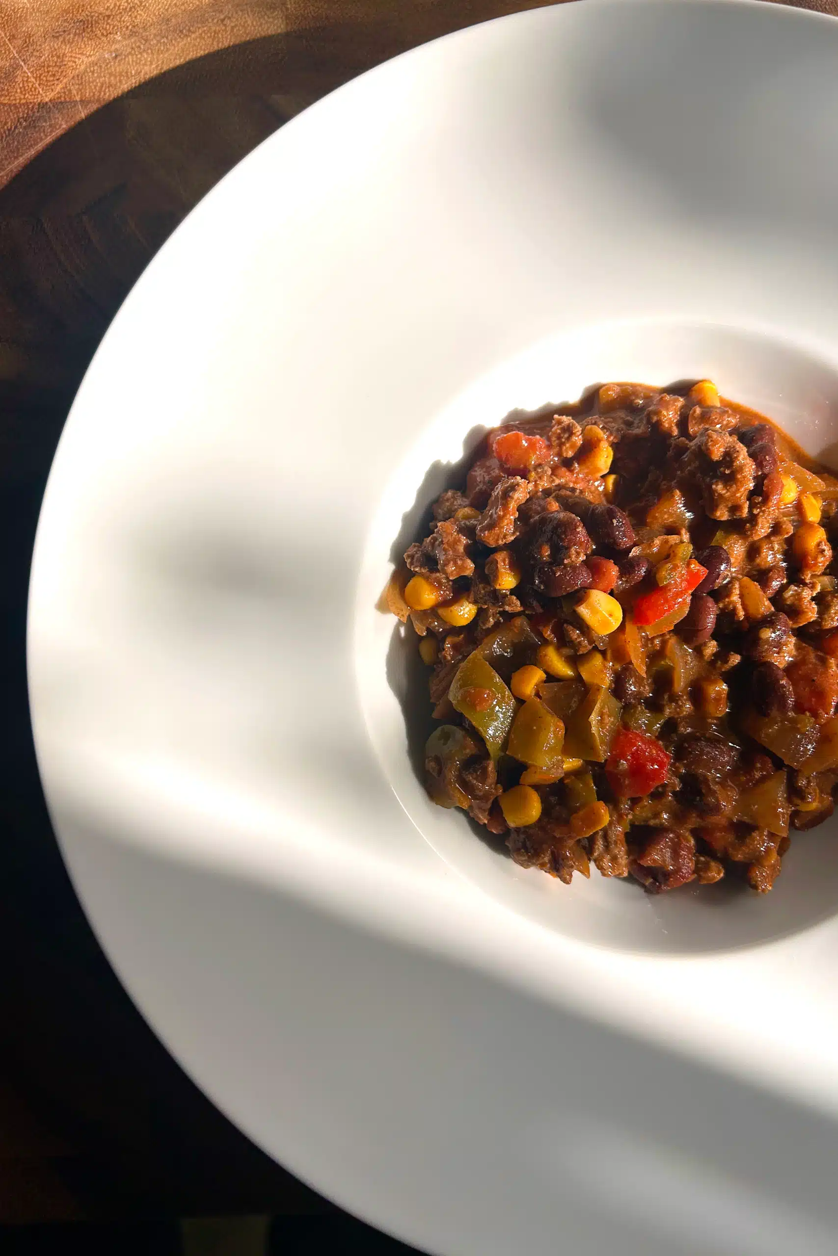 The best secret ingredient chili in a bowl.