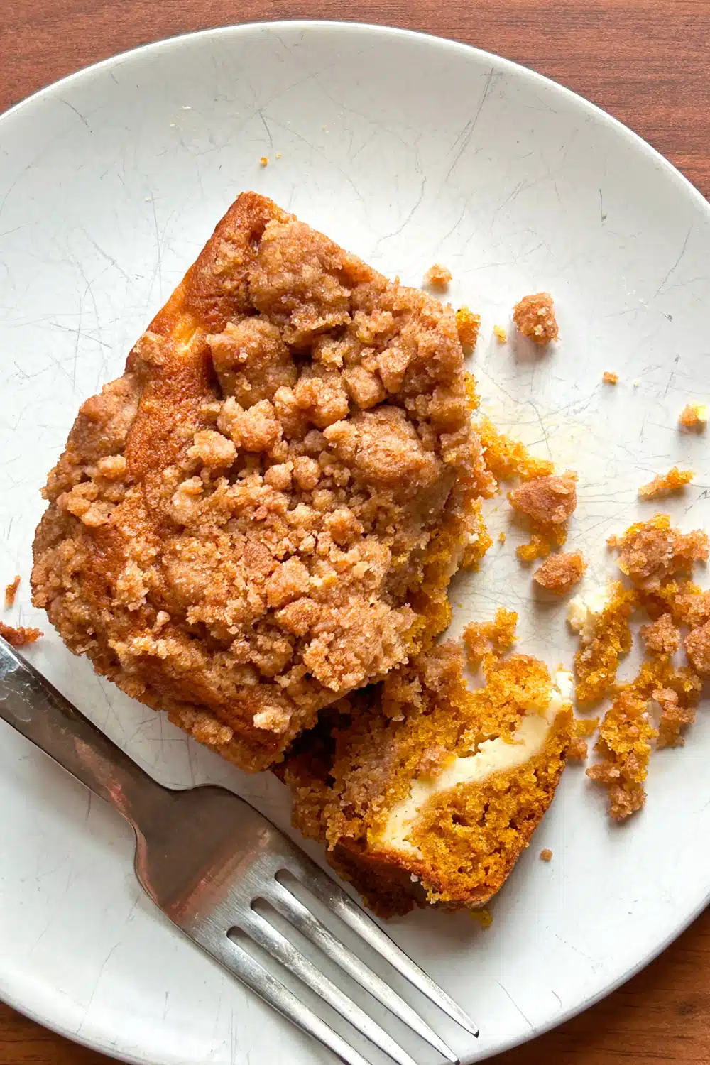 Pumpkin Cream Cheese Coffee Cake on a plate