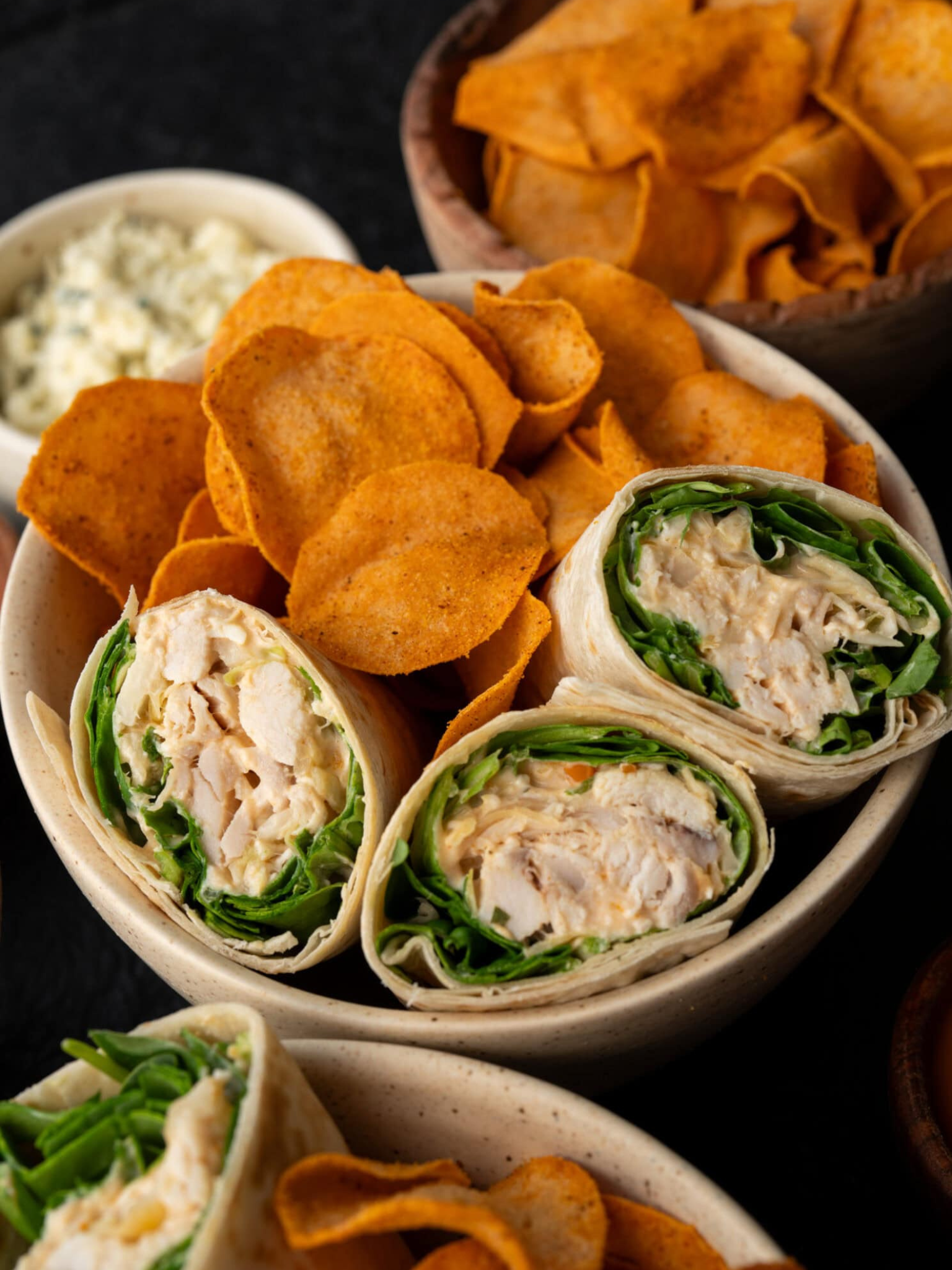 Healthy High Protein Buffalo Chicken Salad Wraps - No Cook Meal Prep